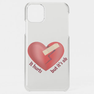 Broken heart healed with patch and life quote iPhone 11 pro max case
