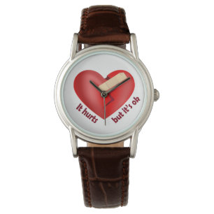 Broken heart healed with patch and life quote watch