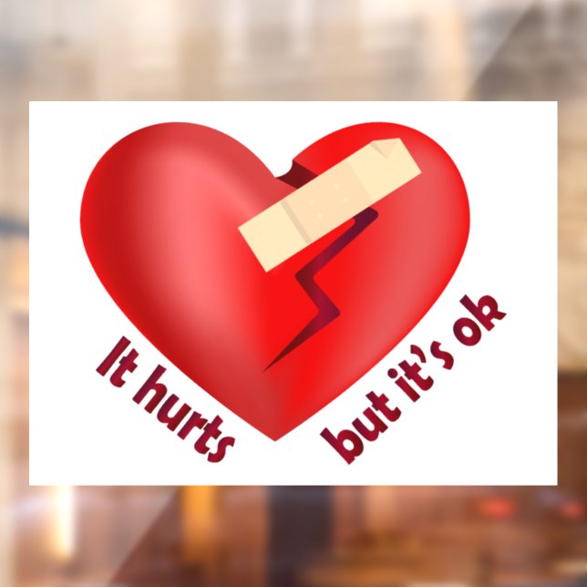Broken heart healed with patch and life quote window cling (Sheet 2)