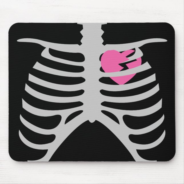 Broken Heart in Ribcage Mouse Pad (Front)