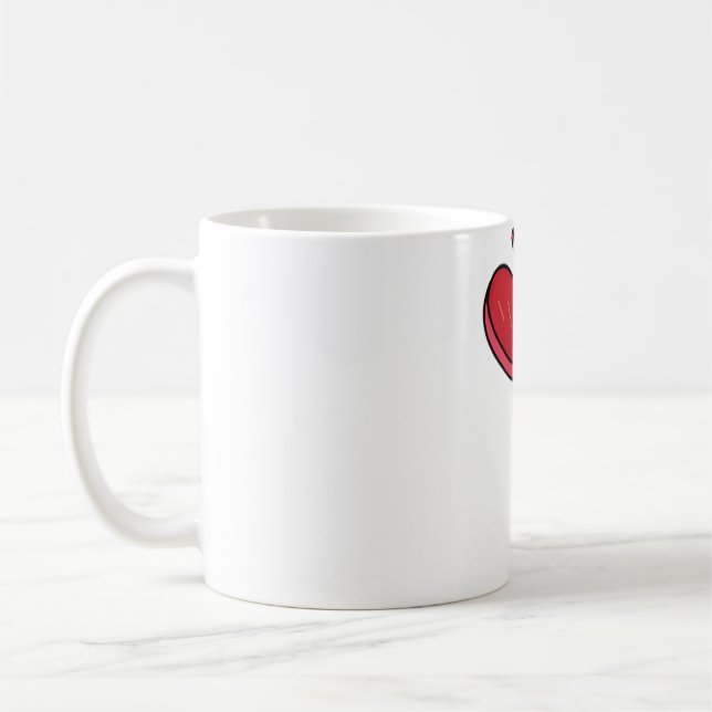 Broken Heart Lollipop Candy Red Coffee Mug (Left)