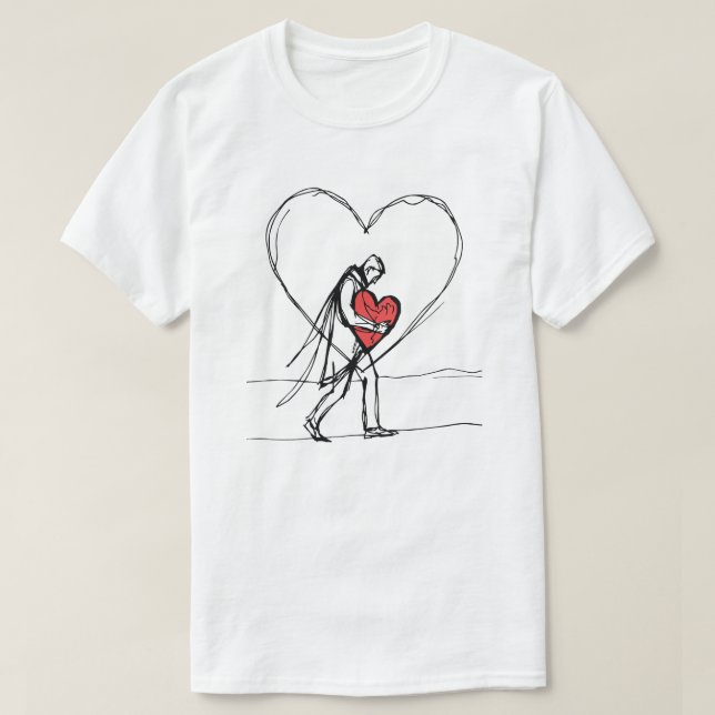 Broken Heart Love Silhouette Emotional Art T-Shirt (Design Front)