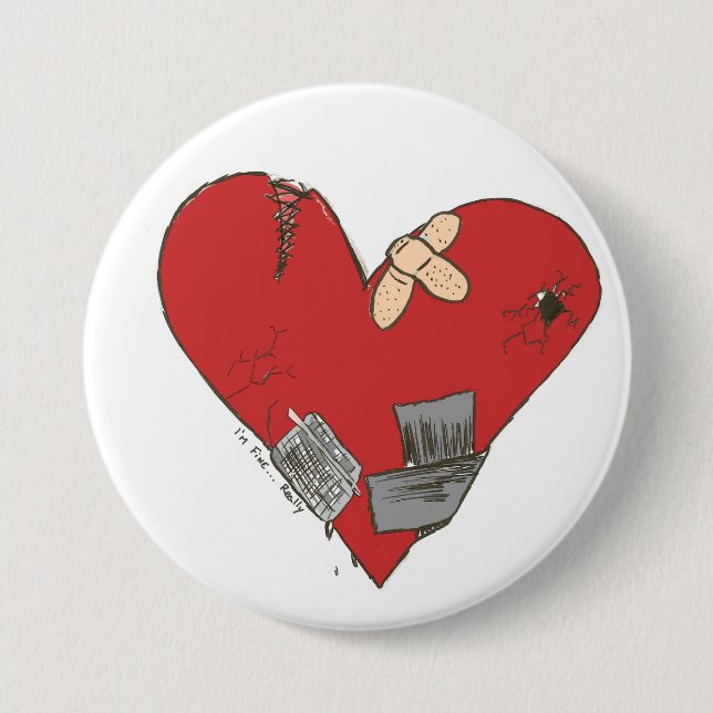 Broken-Heart Pinback Button (Front)