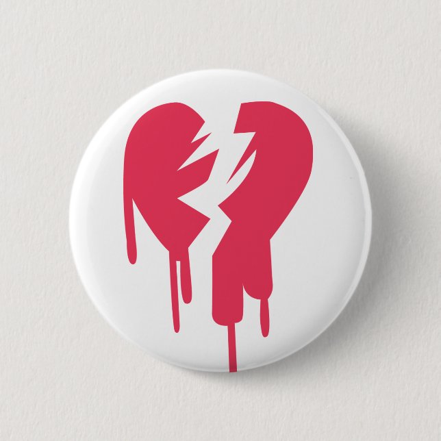 Broken Heart Pinback Button (Front)