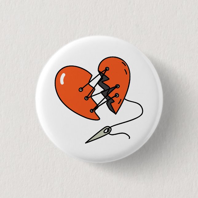 Broken Heart Red Button (Front)