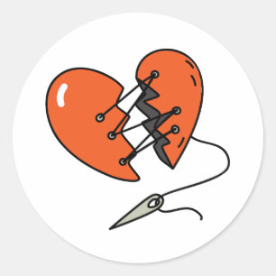 Broken Heart Red Classic Round Sticker