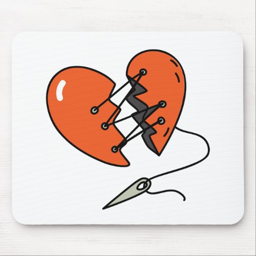 Broken Heart Red Mouse Pad