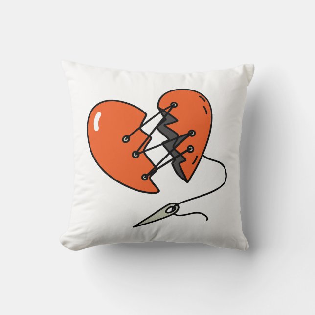 Broken Heart Red Throw Pillow (Front)