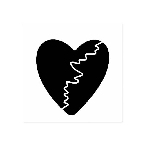 Broken heart rubber stamp