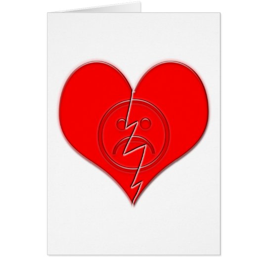 Broken Heart Sad Face Card