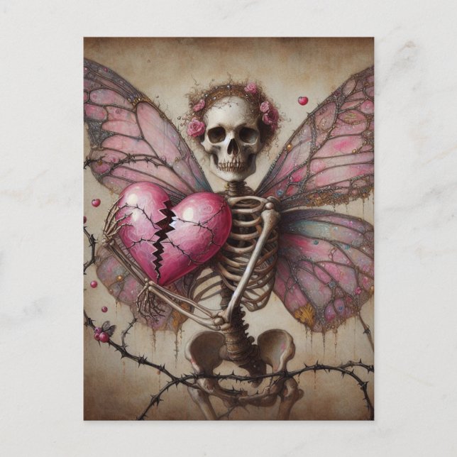 Broken Heart Skeleton Fairy Postcard (Front)