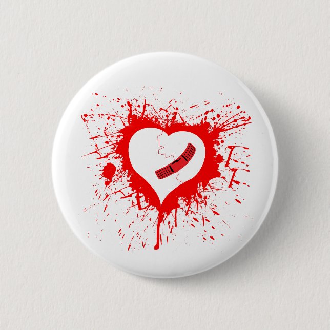 Broken Hearted...again - Emo Alternative Grunge Button (Front)
