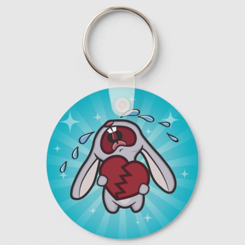 Broken Hearted Bunny with Blue Sunburst Keychain