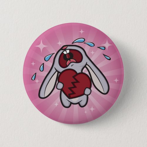 Broken Hearted Bunny with Pink Sunburst Button