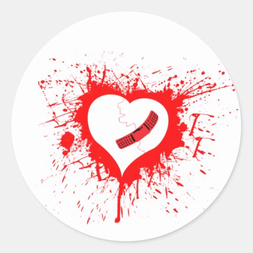 Broken Hearted Classic Round Sticker