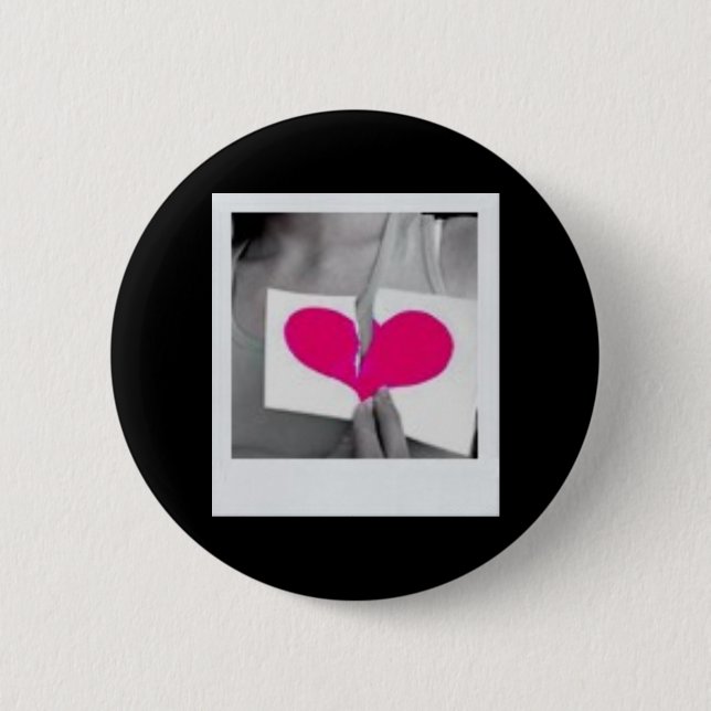 Broken Hearted Pinback Button (Front)