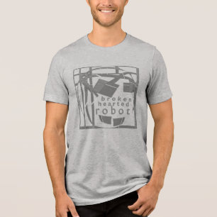"Broken-hearted Robot" Grey Humorous Art Design Tri-Blend Shirt