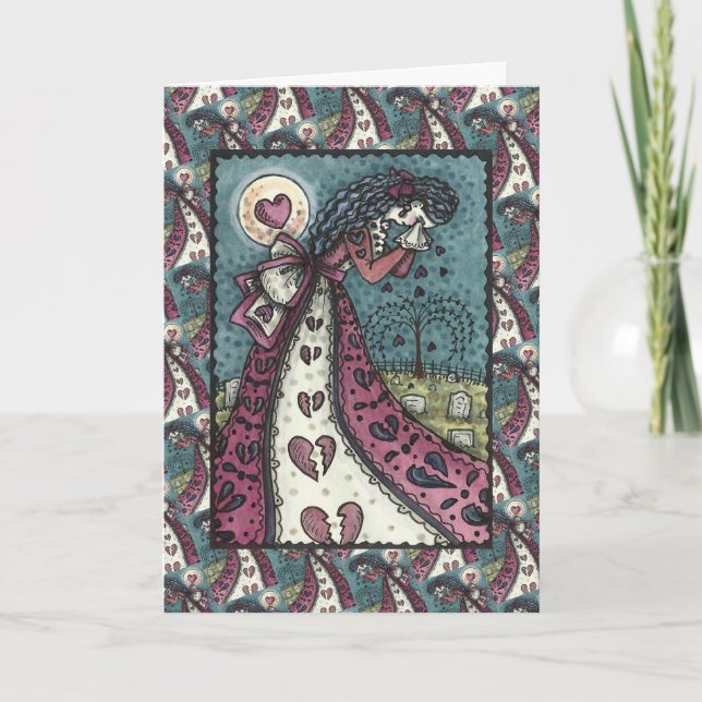 BROKEN HEARTED WEEPING VALENTINE, CEMETERY Blank Card (Front)