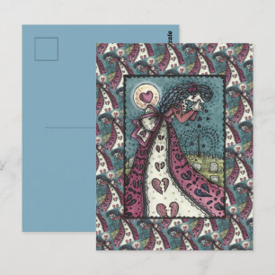 BROKEN HEARTED WEEPING VALENTINE, CEMETERY GOTH POSTCARD