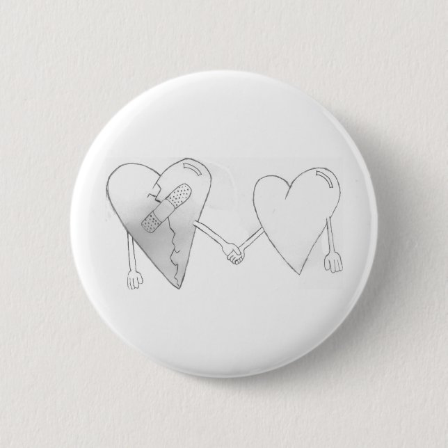 broken hearts do mend pinback button (Front)