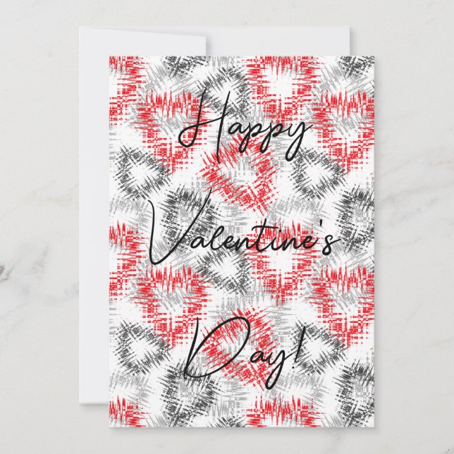 Broken hearts in red and gray on white invitation (Front)