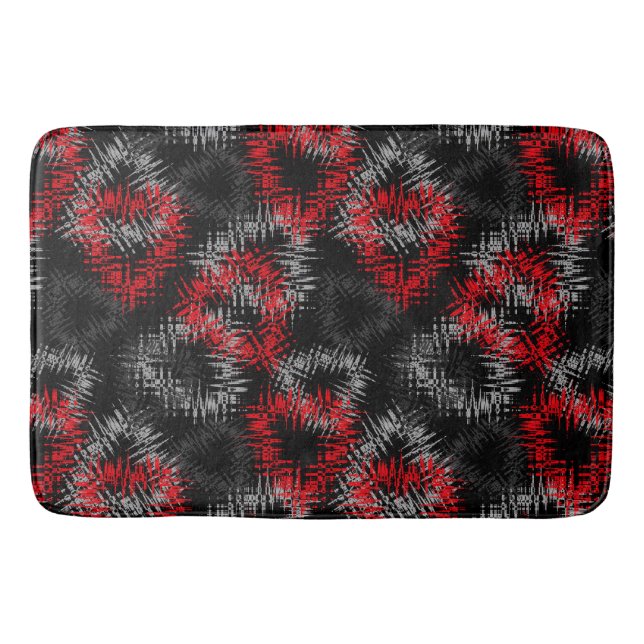 Broken hearts red and gray on black background bath mat (Front)