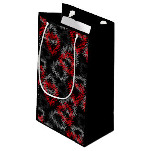 Broken hearts red and gray on black background small gift bag