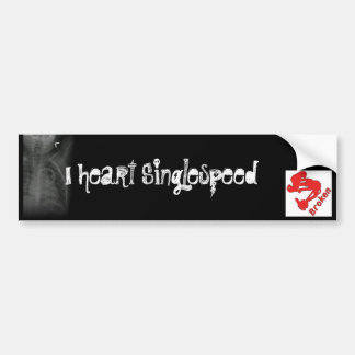 Broken I heart Singlespeed Bumper Sticker