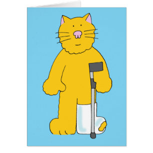 Broken Leg Cat with Leg in Plaster Cards