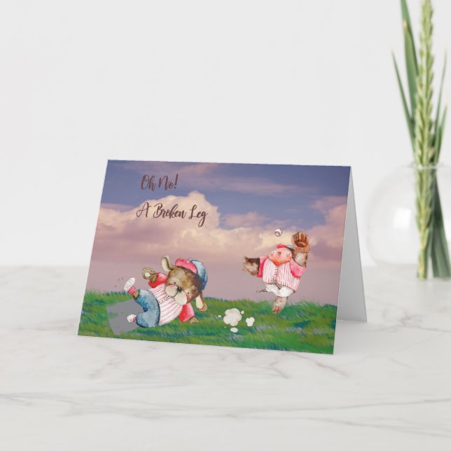 Broken Leg Kids Card with Baseball Animals (Front)