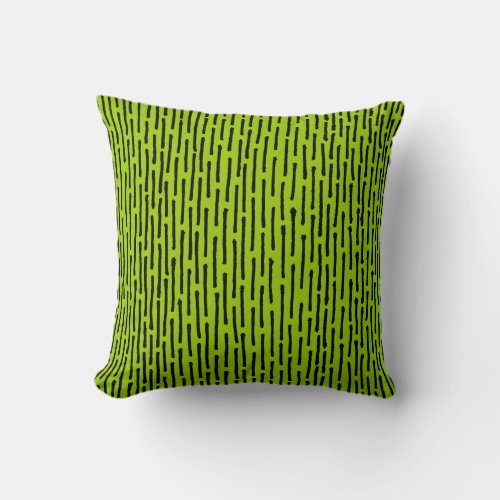 Broken Lines _ Black on Martian Green Throw Pillow