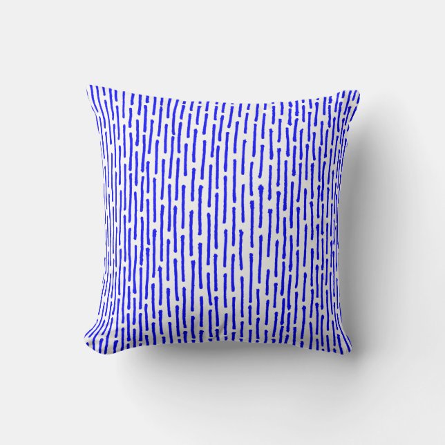 Broken Lines - Blue on White Throw Pillow (Front)