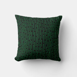 Broken Lines - Forest Green on Black Throw Pillow
