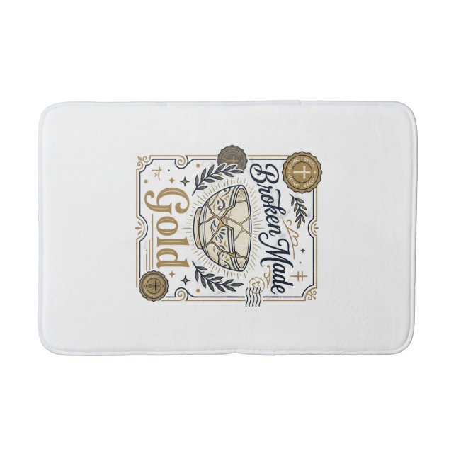 Broken Made Gold Jesus Kintsugi Broken Pottery Chr Bath Mat (Front)