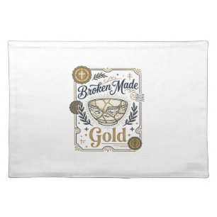 Broken Made Gold Jesus Kintsugi Broken Pottery Chr Cloth Placemat