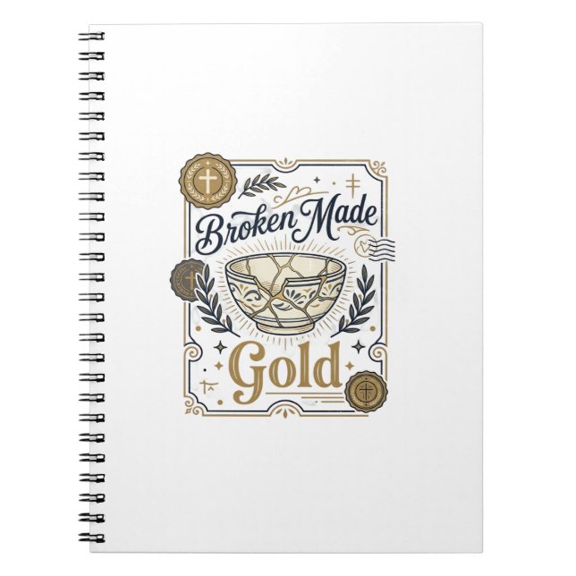 Broken Made Gold Jesus Kintsugi Broken Pottery Chr Notebook (Front)
