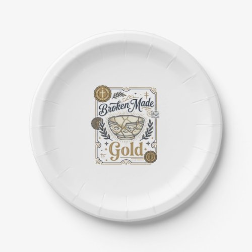 Broken Made Gold Jesus Kintsugi Broken Pottery Chr Paper Plates