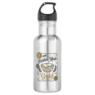 Broken Made Gold Jesus Kintsugi Broken Pottery Chr Stainless Steel Water Bottle