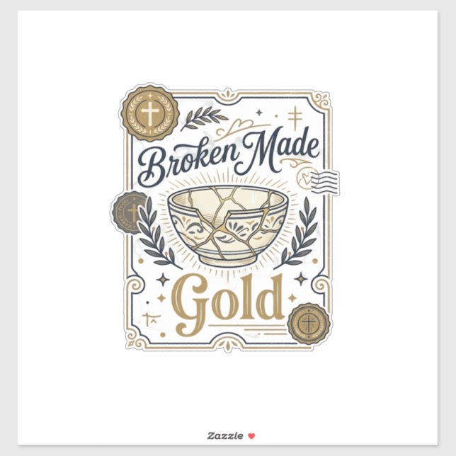 Broken Made Gold Jesus Kintsugi Broken Pottery Chr Sticker (Sheet)
