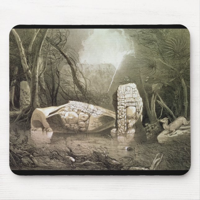 Broken Mayan idol at Copan, Guatemala Mouse Pad (Front)