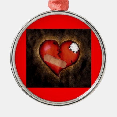 BrokenMending Heart_ornament Metal Ornament