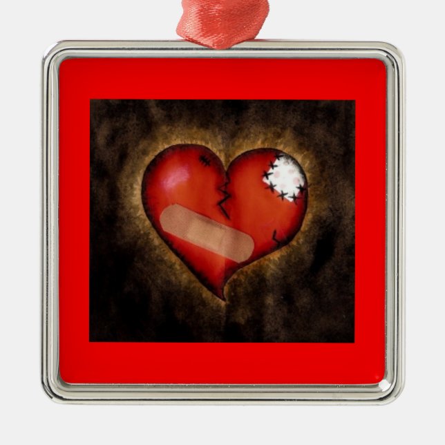 Broken/Mending Heart-ornament Metal Ornament (Front)
