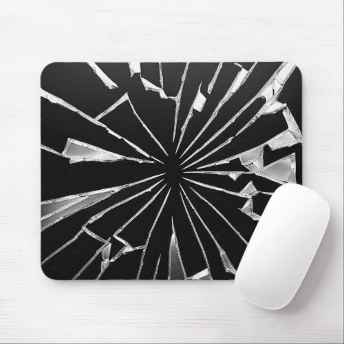 Broken Mirror Shards On Black Mouse Pad