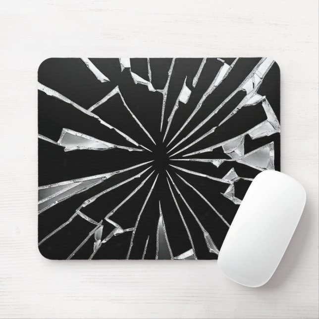 Broken Mirror Shards On Black Mouse Pad (With Mouse)
