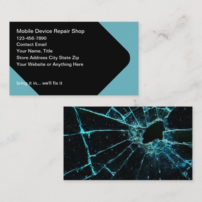 Broken Mobile Device Repair Service Business Card (Front/Back)