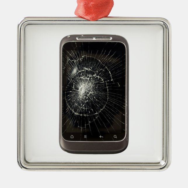 Broken Mobile Phone Metal Ornament (Front)