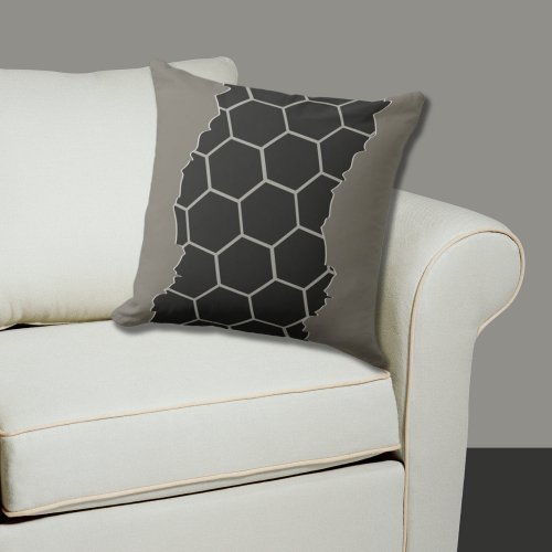 Broken Modern Gray Black Honeycomb Pattern Throw Pillow