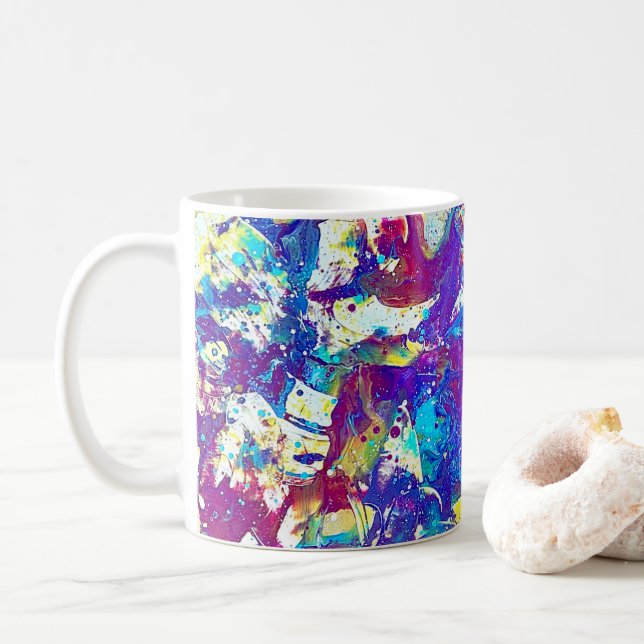 Broken Mood Ring Series No. 1 – Fractured Spectrum Coffee Mug (With Donut)