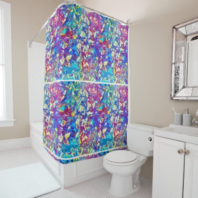 Broken Mood Ring Series No. 1 – Fractured Spectrum Shower Curtain (In Situ)