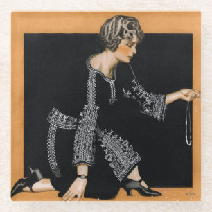 Broken Pearl Necklace Glass Coaster